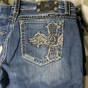 Miss Me Women's Blue Jeans with Cross Embellishment